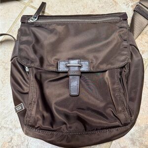 Tumi Voyageur Brown Nylon Crossbody Travel Organizer Bag Adjustable Strap